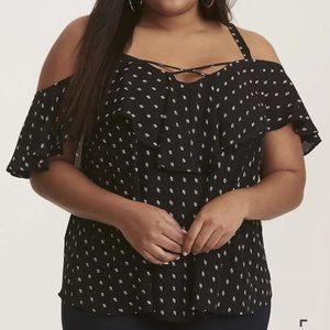 Torrid BLACK DIAMOND GEORGETTE BLOUSE Size 0 NWT